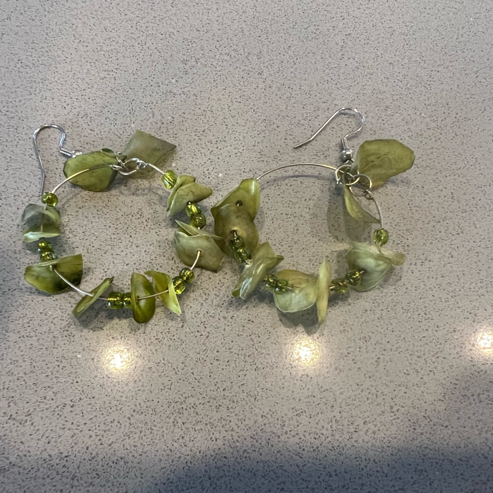 Green shell earrings